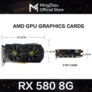 FGYIO Radeon RX 580เกมคอมพิวเตอร์256bit Gddr5 8GB GPU 28mh วัดอัตราการแฮชสำหรับการขุดการ์ดจอ