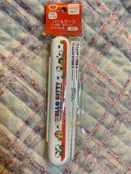 （new, Made in Japan) 日本製 絕版1999年 Sanrio Hello Kitty 膠筷子 連膠盒 chopsticks with case 中古