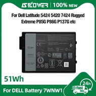 51Wh 7WNW1 Laptop Battery for Dell Latitude 5420 5424 7424 Rugged Extreme P85G P86G P85G001 P86G001 
