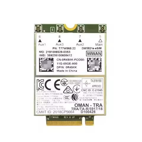 T77W968 DW5821e-eSIM LTE Cat16 M.2 Module 4G WWAN Card For Latitude 9420 9510 7300 7400 7540 5420 54