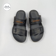 Dép Da Nam 2 Quai ngang Dép nam Quai Nhị Da Bò Thời Trang đế lõm may viền thủ công