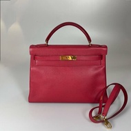 HERMES ○U刻 玫紅色EPSON皮 KELLY 32