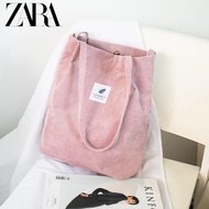 2023 Zaraถุงนอนผู้หญิง,กระเป๋าผ้าลูกฟูกญี่ปุ่นผ้าลูกฟูกกระเป๋าผ้าแคนวาสสตรีเดี่ยวสำหรับนักเรียนกระเป๋าถือสะพายไหล่ความจุขนาดใหญ่ระดับ Ulzng
