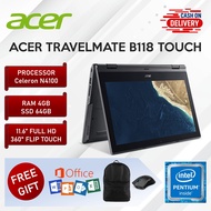 Acer TravelMate Spin B118 Touch Laptop Celeron 4GB RAM 64GB SSD 11.6 Inch Full HD TouchScreen Flip
