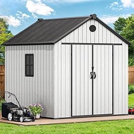 YITAHOME Large Resin Shed with Floor, Windows & Vents, 7.3 x 7.3 ft Weatherproof Tool Storage, Outdo