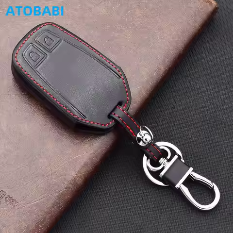 ATOBABI Leather Car Key Cover Bag For Isuzu MUX MU-X D-MAX DMAX 2 Buttons Smart Keyless Remote Contr