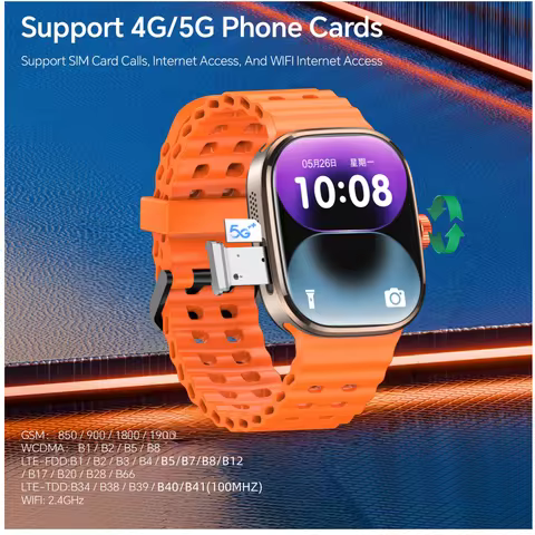New Smartwatch 5G LTE Android 13.0 2.29'' AMOLED Display Smart Watch With 800W Pull-out Camera Face/