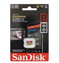 SanDisk Extreme A2 V30 U3 UHS-I microSDXC 記憶卡 1TB ［R:190 W:130］（SDSQXAV-1TOO）