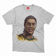 VELUCI - baju kaos pria Ronaldinho Katun Combad 30 / t shirt putih oversize / sablon kaos lengan pan