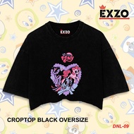 KATUN EXZO TWEETY CARTOON BLACK Oversize CROP TOP / SLIMFIT COTTON tshirt TWEETY CARTOON
