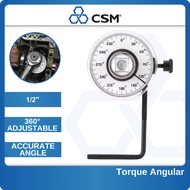1/2” Inch Dr Adjustable Angular Torque Angle Gauge 360 Degree