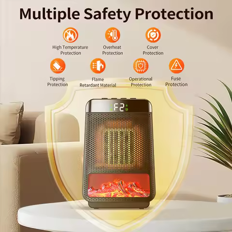 Timer Electric Heater 3D Dynamic Flame PTC Quick Heat Silent Energy Saving Home Decorative Heater