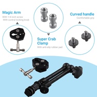 Magic Arm With Super Clamp 11 inch Articulating Friction Crab Clamp With 1/4 inch And 3/8 inch Threa