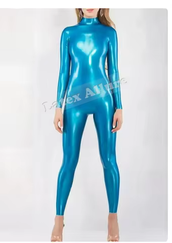 Latex Tights Zentai Fetish Rubber Catsuit Neck Entry Rubber Bodysuit Catsuit Rubber Zentai Suit NO Z
