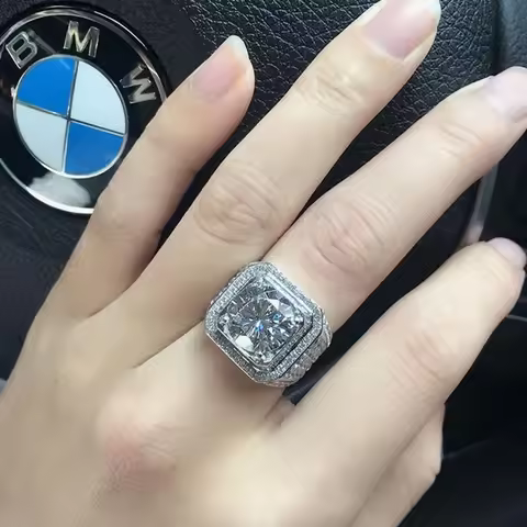 Men's 925 Sterling Silver Ring 2ct Simulated Diamond Engagement Wedding Bands boys Sapphire Jewelry 