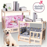 2023LHที่นอนสุนัข ที่นอนแมว บ้านหมา บ้านแมว เตียงสัตว์เลี้ยง เตียงไม้ เตียงสัตว์เลี้ยงไม้สองชั้นหรูห