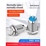 C. Huijun 10/12/16mm Metal Push Button Switch Button Round Self-Locking Reset Waterproof Position No