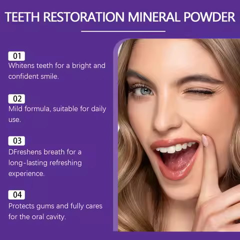 Purple Tooth Powder Whitening Teeth Restoration Mineral Powder for Dental Cleaning Eliminate Bad Bre