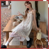 2-Piece 2-Piece Dress with Gentle Floral Pattern and Tassel Lace