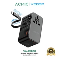 [สินค้าใหม่] VEGER VA-INT08 อะแดปเตอร์พกพา Universal Travel Adapter GAN 100W ปลั๊ก Type-C USB-A รับป
