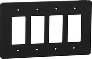 Square D X Series Wall Plate for Outlet and Light Switch, Mid Size Plus 4 Gang, Matte Black
