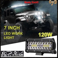 M679 1pc 120W 7 Inch LED Work Light Bar Strip Spot Light Off Road Driving Fog Light Spotlight SUV Pi