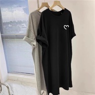 20262025Summer New Style Printed Short-Sleeved T-Shirt Dress Dress Women Casual Over-the-Knee Cover 