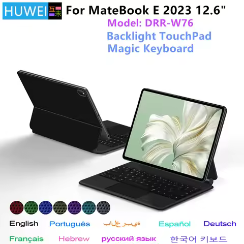 HUWEI Backlight Magic Keyboard for Huawei MateBook E 2023 12.6 inch DRR-W76 Tablet Smart Magnetic Ca