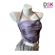 DSKMALL BR087 Cross Neck Strap Tanktop Fashion CropTop Women Korean Sexy Outwear Gradient Color