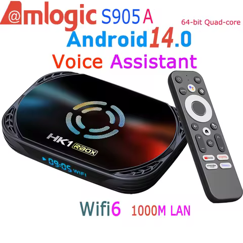Amlogic S905A S905X5M Android14.0 64 Bit Quad Core 8K 1000M LAN Voice Assistant Remote Wifi6 BT5 DDR