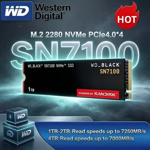 Large Capacity WD BLACK SN7100 M.2 2280 PCIe4.0 NVMe Solid State Drive 1TB 2TB 4TB Internal Gaming S
