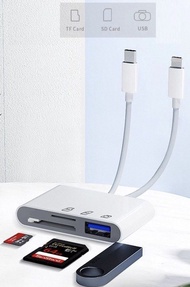 多功能合一高速讀卡器雙接頭Type-C+ Lightning （可同時使用雙接口）三插位USB 手指+SD Card+TF card | 手機、電腦即插即用。多功能讀卡器，支援TF卡、SD卡、USB