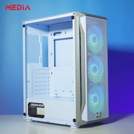 XIGMATEK Gaming X Arctic White TG Case แบบมีฝากระจก พร้อม RGB Fans สำหรับ Gamer และ PC