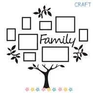 CRAFTMX Wall Sticker, 46.1x46.9 in Black Photo Frame Wall Sticker, Family Tree Decal 8 Frames Family