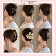 【READY STOCK】Korean-Style Pearl Hairpin Women's Metal Tassel Hairclip Simple Retro Shark Clip Sepit 