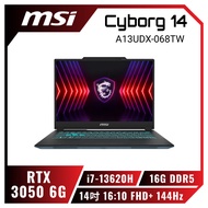 MSI Cyborg 14 A13UDX-068TW 微星13代輕薄戰鬥電競筆電/i7-13620H/RTX3050 6G/16G DDR5/512GB PCIe/14吋 16:10 FHD+ 144Hz/W11/藍色背光電競鍵盤