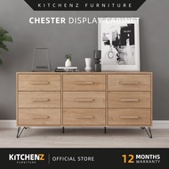 KitchenZ Chester Series 5Ft Display Cabinet with Drawer Storage Cabinet Sideboard Cabinet Living Cab