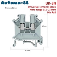 HS2216 UK-3N Universal Terminal Block Din Rail (0.2~2.5mm) 800V/32A UK3N NEW....