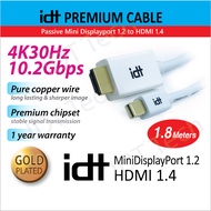 IDT Mini Displayport 1.2 to HDMI 1.4 Cable (1.8M) Support 4Kx2K@30Hz