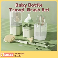 Portable Travel Brush Set for Baby Bottle Silicone Nipple Bristle Cleaning Brush BPA-Free V-Coool