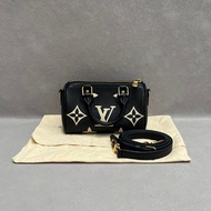 路易威登 LV speedy nano黑白熊貓全皮壓紋mini枕頭包手提包斜挎包 金扣 芯片款