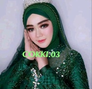 Veil Atasan pengantin Wanita payet mutiara tunangan Aksesoris Akad Murah hantaran Kerudung ibu Besan