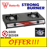 [ORIGINAL] Butterfly BGC-85Y Gas Stove Epoxy Double burner Table Cooker [NEW MODEL BGC-666] (black)