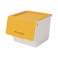 [特價]樂嫚妮 斜取掀蓋式可堆疊收納箱 45L-4入(3色)黃