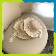 DINOKING straw hat for girls Wide-brimmed children's beach travel hat MU02