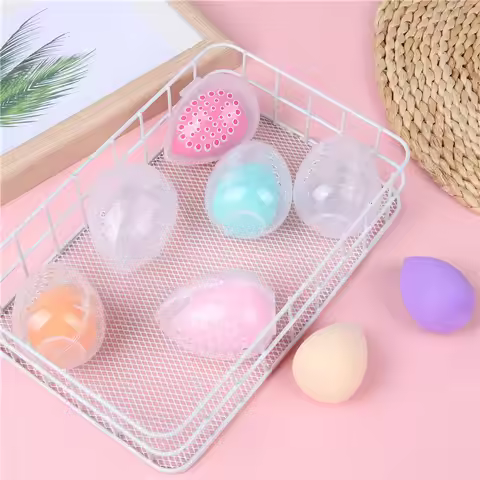 1/5pc Beauty Storage Box Breathable Beauty Eggshell Portable Powder Puff Box Mini Makeup Egg Storage