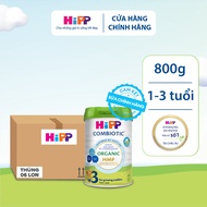 Thùng 6 lon Sữa bột công thức HiPP 3 Organic Combiotic 800g hỗ trợ tiêu hóa và tăng chiều cao (3 lon