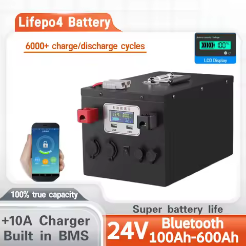 KF Lifepo4 24V 100Ah 150Ah 200Ah 300Ah 400Ah 500Ah 600Ah Rechargeable Battery for 2000W Solar System