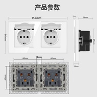 Type 86 European Standard German Style with Waterproof Cover Switch Socket Power Conjoined Combinati