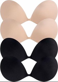 Sticky Bras Push Up - 4Pairs Adhesive Invisible Silicone Bra Backless Strapless Bra for Women with N